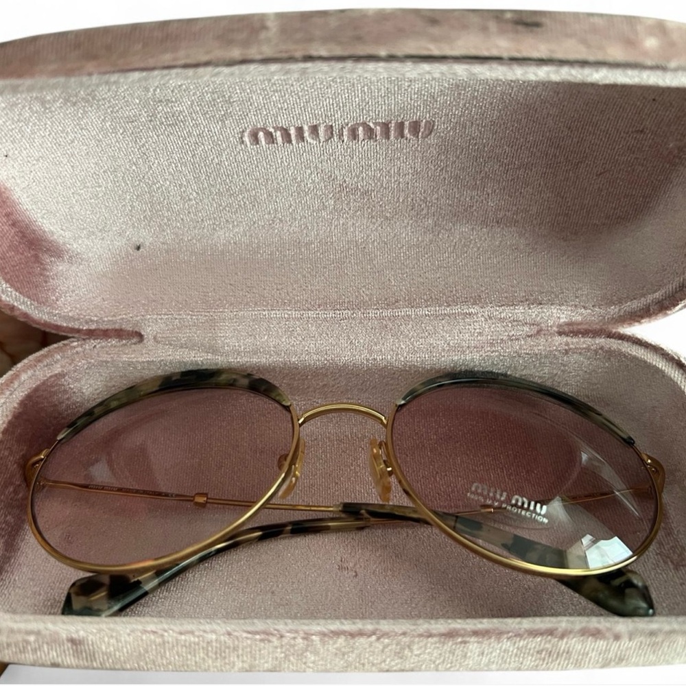 Miu Miu Gold Aviator Sunglasses with Brown Gradient Lenses